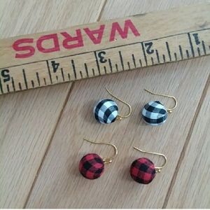 5🌟 CUTE BUFFALO HUNTER Houndstooth PLAID EARRINGS